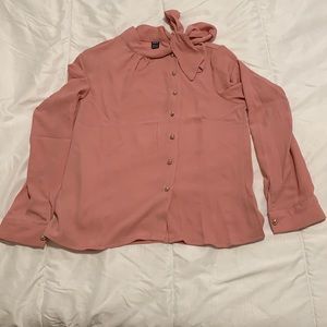 SHEIN small bow neck button down blouse